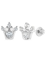 charming itty-bitty princess crown sterling silver toddler earrings
